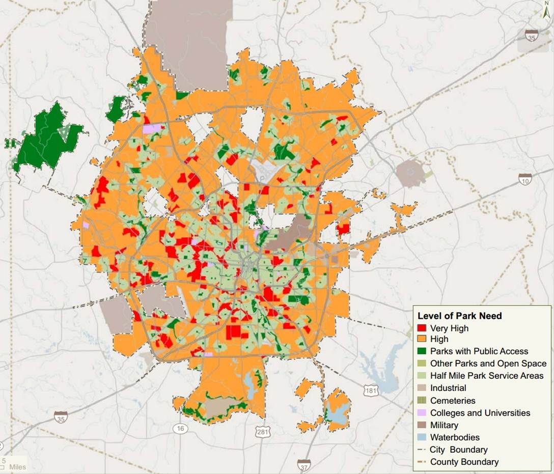 parkscore San Antonio map